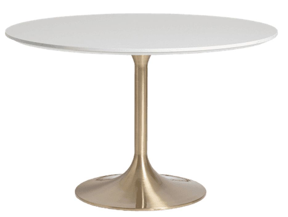 Table à manger ronde céramique et pied acier doré style art déco Korne - Photo n°1