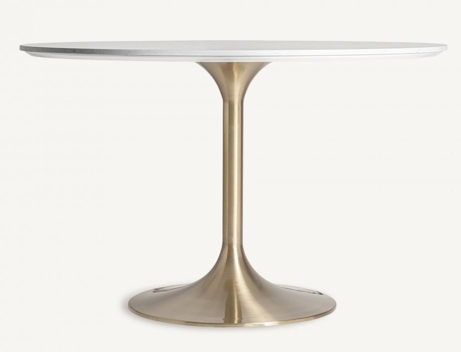 Table à manger ronde céramique et pied acier doré style art déco Korne - Photo n°2