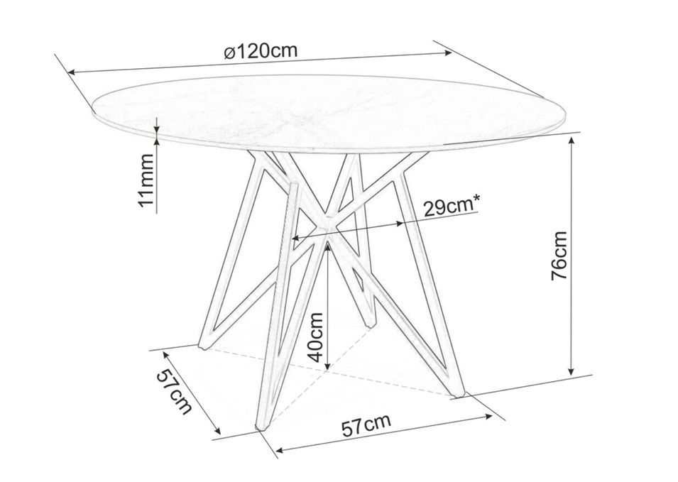 Table à manger ronde design céramique blanc effet marbre et acier chromé Durano 120 cm - Photo n°5