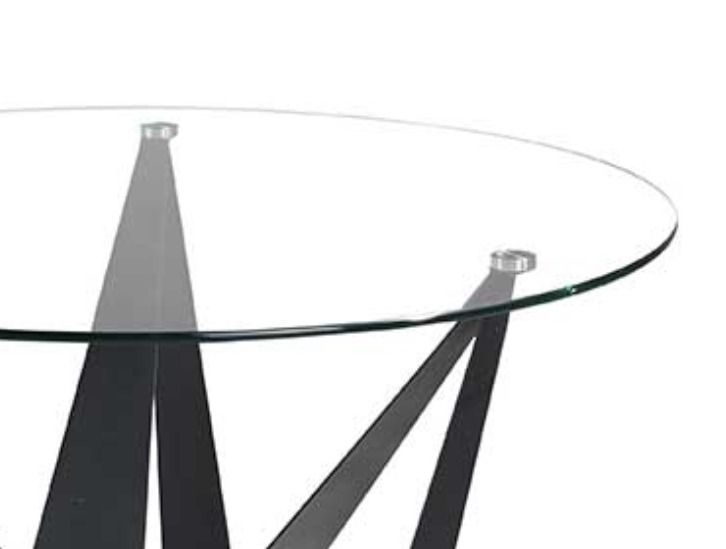 Table à manger ronde design verre trempé et pieds acier noir Bazika 120 cm - Photo n°3