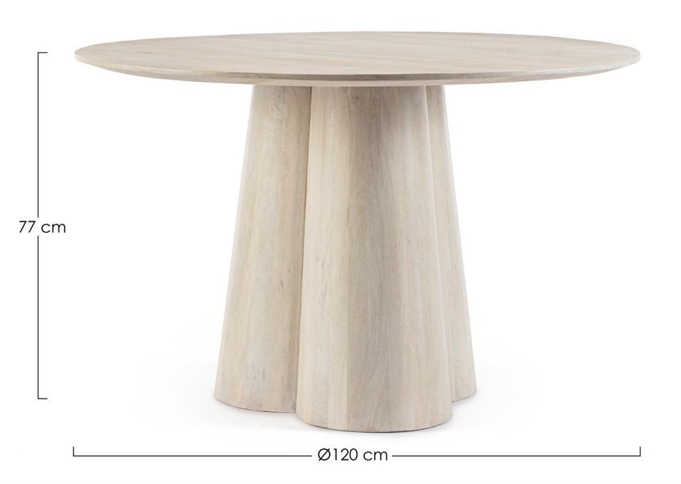 Table à manger ronde en bois massif naturel Noza 120 cm - Photo n°5