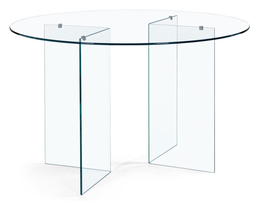 Table à manger ronde en verre transparent Iris 130 cm - Photo n°1