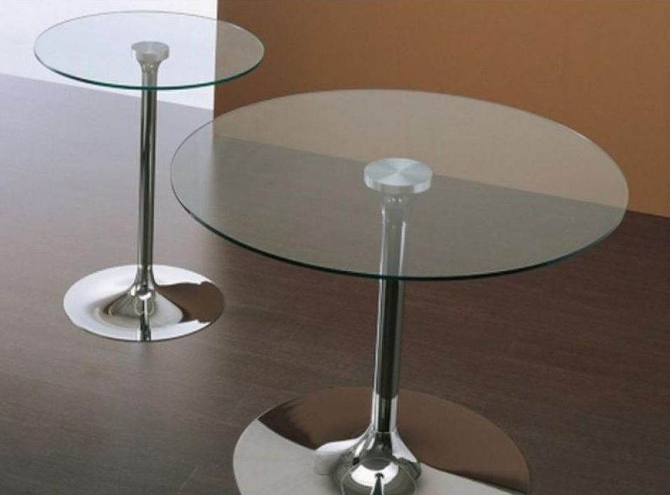 Table a manger ronde en verre trempé et pied acier chromé Diamino - Photo n°4