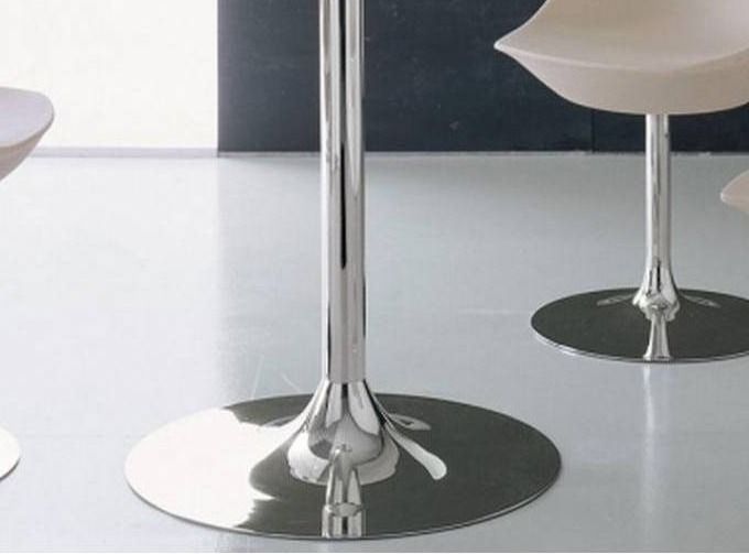 Table a manger ronde en verre trempé et pied acier chromé Diamino - Photo n°3