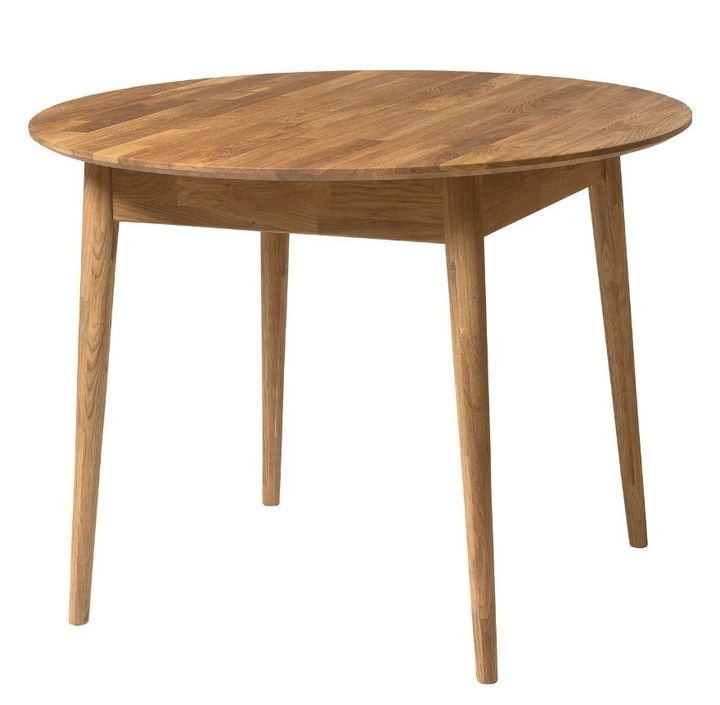 Table à manger ronde extensible 93 à 123 cm en bois de chêne massif Kundy - Photo n°4