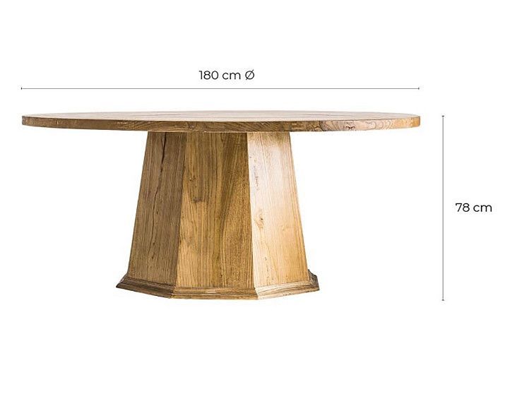 Table à manger ronde d'orme massif clair Boreo 180 cm - Photo n°4