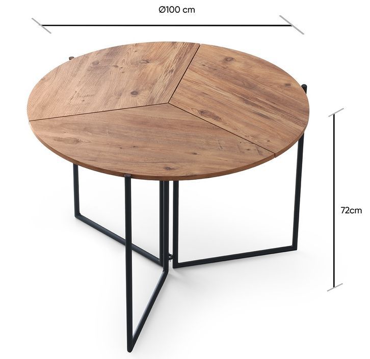 Table à manger ronde pliable Sinola 100 cm – Praticité et design compact - Photo n°4