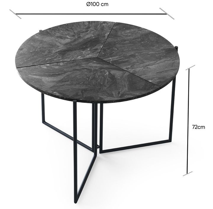 Table à manger ronde pliable Sinola 100 cm – Praticité et design compact - Photo n°4