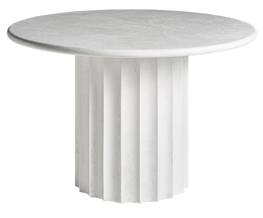 Table à manger ronde résine et ciment blanc Klikey 120 cm - Photo n°1