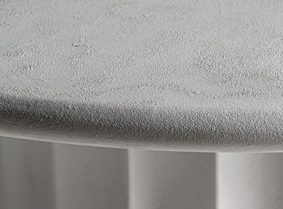 Table à manger ronde résine et ciment blanc Klikey 120 cm - Photo n°3