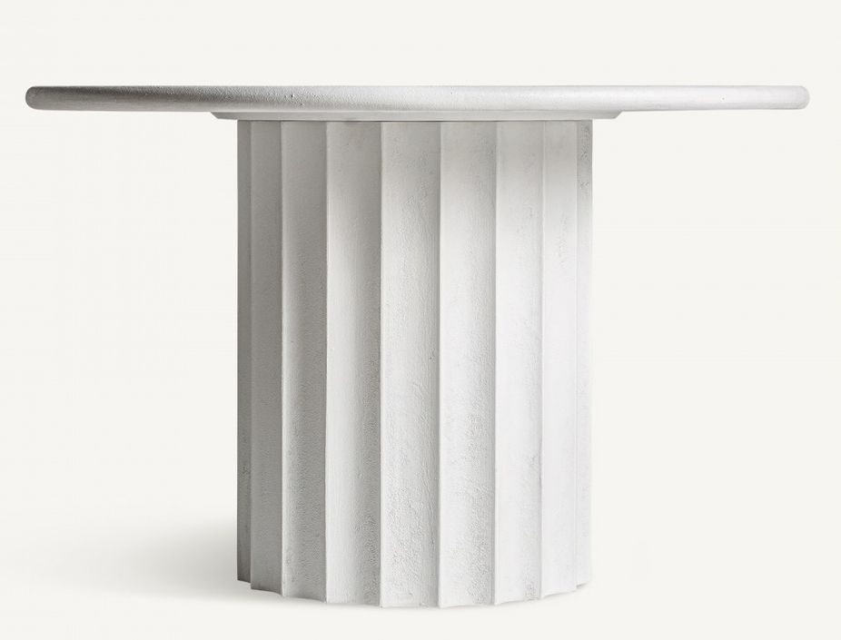 Table à manger ronde résine et ciment blanc Klikey 120 cm - Photo n°5