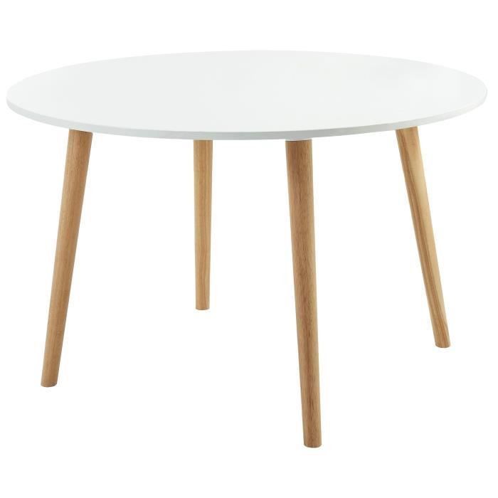 Table a manger ronde Scandinave laquée blanc mat - L 120 x l 120 cm - Photo n°1