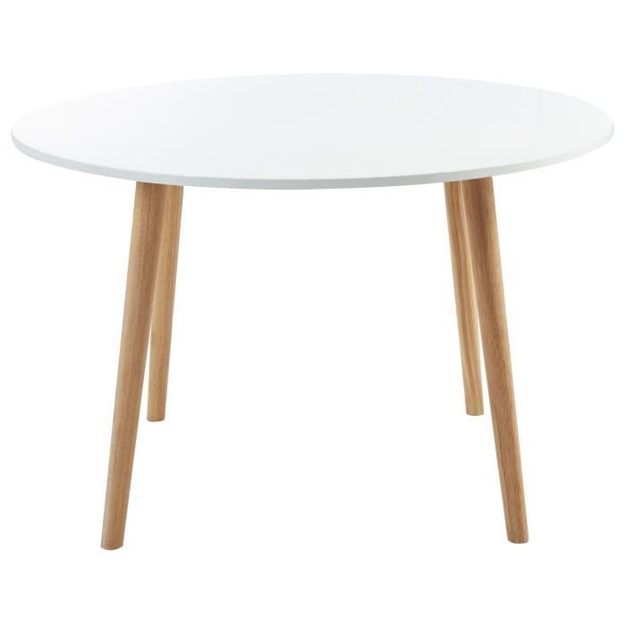 Table a manger ronde Scandinave laquée blanc mat - L 120 x l 120 cm - Photo n°2