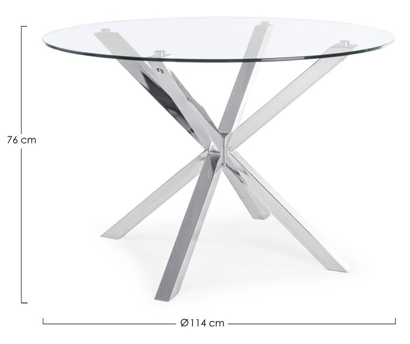 Table à manger ronde verre trempé et acier chromé Agno 114 cm - Photo n°3