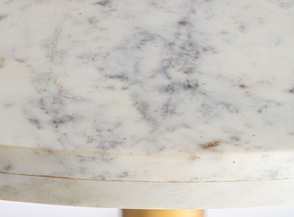 Table à manger ronde design marbre blanc et pied acier doré Dansy 120 cm - Photo n°3