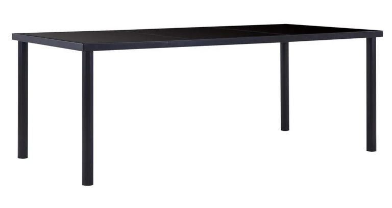 Table à manger verre trempé et pieds métal noir Orati 200 cm - Photo n°1