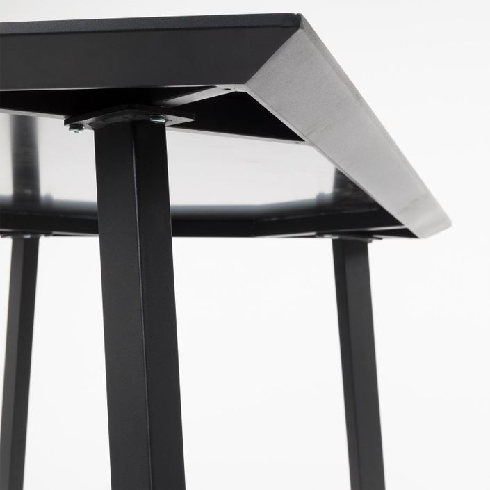 Table à manger verre trempé noir et pieds acier noir Koudy 160 cm - Photo n°5