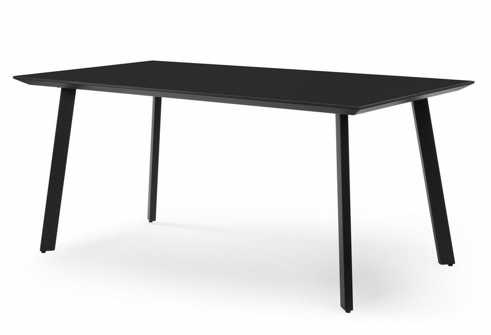 Table à manger verre trempé noir et pieds acier noir Koudy 160 cm - Photo n°8
