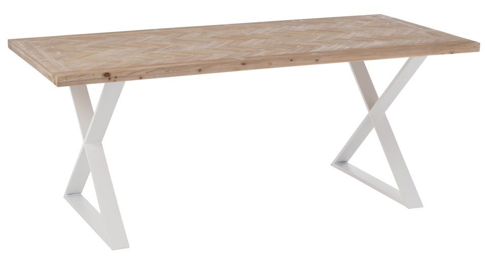 Table à manger zigzag en bois naturel blanc Dupond L 200 cm - Photo n°1
