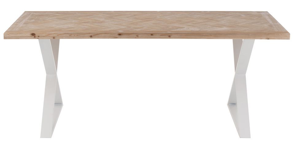 Table à manger zigzag en bois naturel blanc Dupond L 200 cm - Photo n°3
