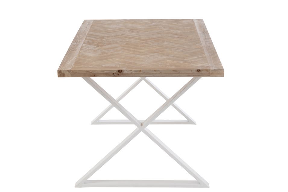 Table à manger zigzag en bois naturel blanc Dupond L 200 cm - Photo n°4