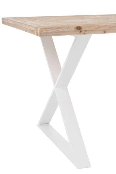 Table à manger zigzag en bois naturel blanc Dupond L 200 cm - Photo n°5