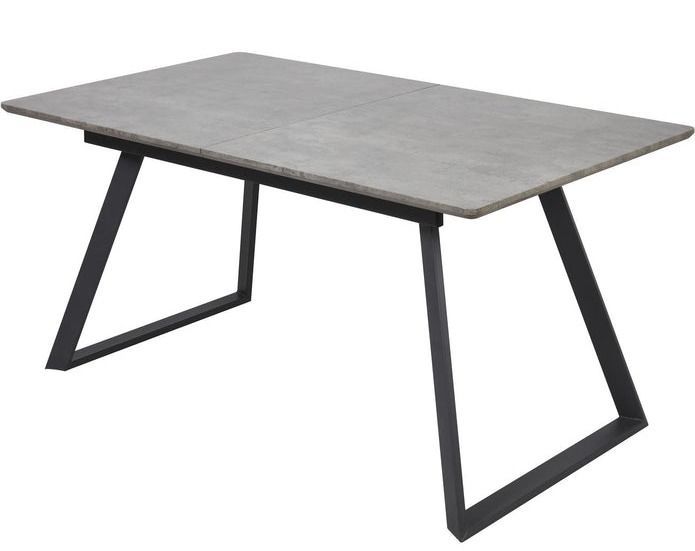 Table à rallonge bois gris et métal noir Torin 160/200 cm - Photo n°1