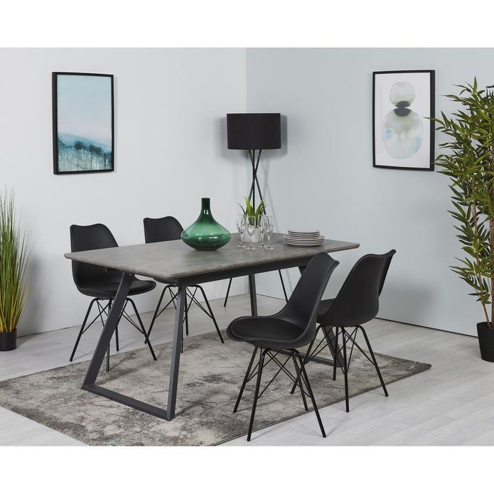 Table à rallonge bois gris et métal noir Torin 160/200 cm - Photo n°4