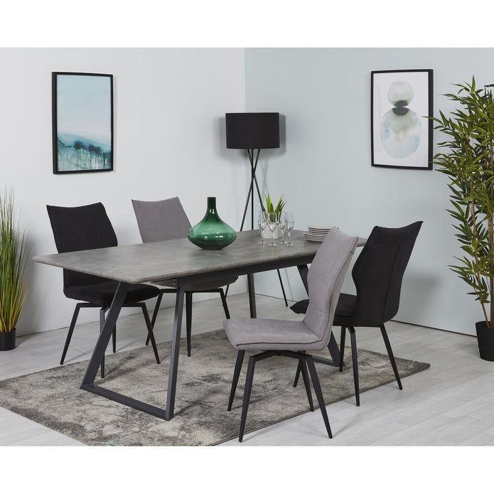 Table à rallonge bois gris et métal noir Torin 160/200 cm - Photo n°5