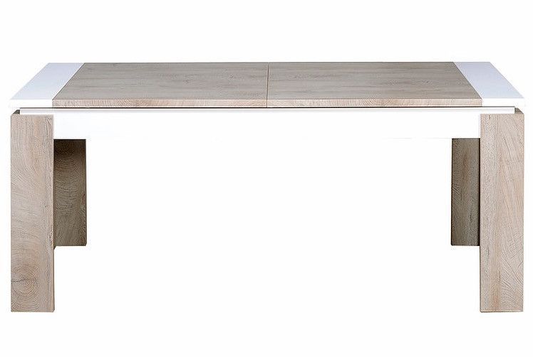 Table avec allonge aqué blanc mat et bois chêne clair Baite 180/260 cm - Photo n°1