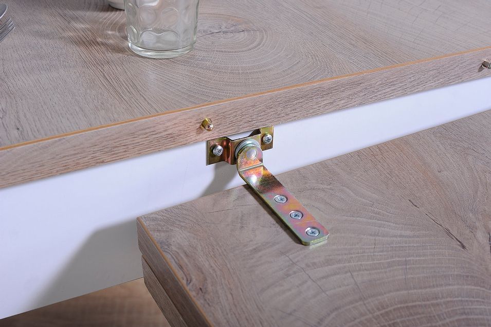 Table avec allonge aqué blanc mat et bois chêne clair Baite 180/260 cm - Photo n°11