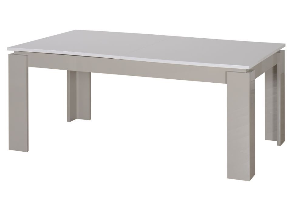 Table avec rallonge blanc laqué et bois gris galet Kido - Photo n°1