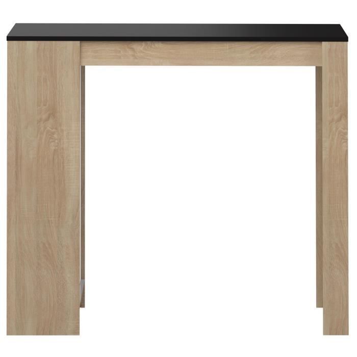 Table bar de 4 a 6 personnes style contemporain décor chene et noir mat - L 115 x l 50 cm - Photo n°5