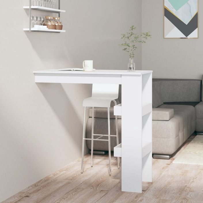 Table bar mural Blanc Brillant 102x45x103,5cm Bois d'ingénierie - Photo n°1