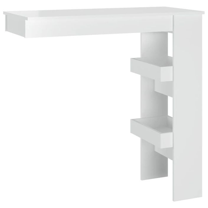 Table bar mural Blanc Brillant 102x45x103,5cm Bois d'ingénierie - Photo n°2