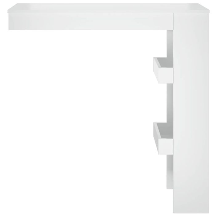 Table bar mural Blanc Brillant 102x45x103,5cm Bois d'ingénierie - Photo n°3