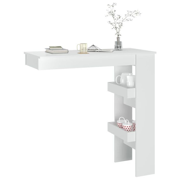 Table bar mural Blanc Brillant 102x45x103,5cm Bois d'ingénierie - Photo n°7