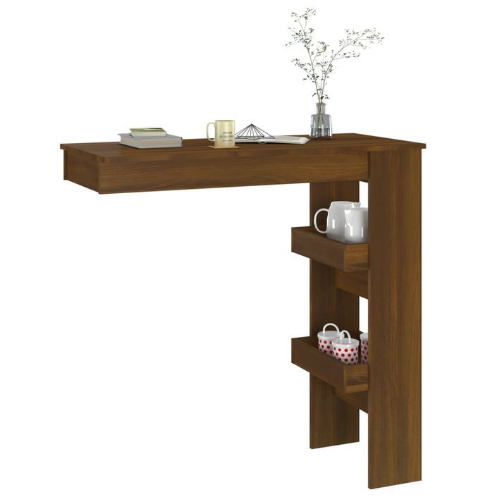 Table bar murale Chêne marron 102x45x103,5 cm Bois d'ingénierie - Photo n°7