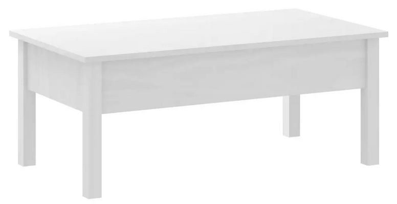 Table basse 1 tiroir pin massif blanc Petune 100 cm - Photo n°4