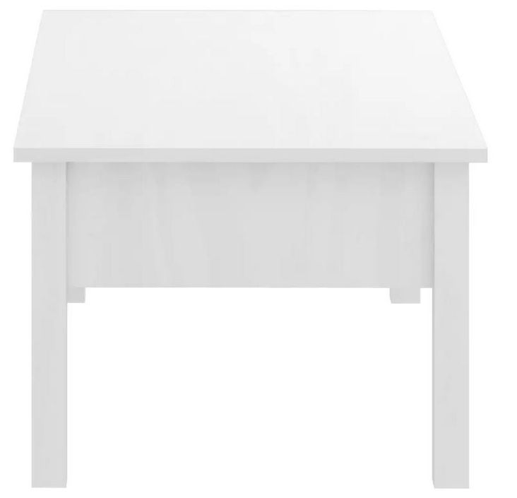 Table basse 1 tiroir pin massif blanc Petune 100 cm - Photo n°5
