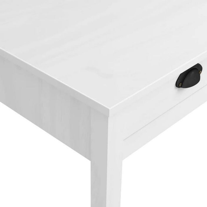 Table basse 1 tiroir pin massif blanc Petune 100 cm - Photo n°6