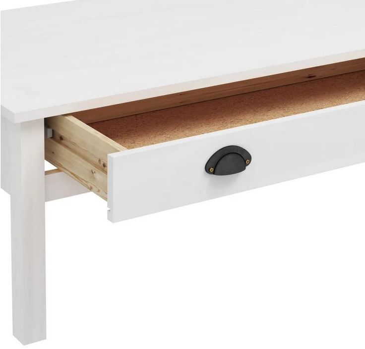 Table basse 1 tiroir pin massif blanc Petune 100 cm - Photo n°7