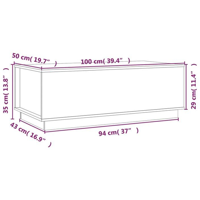 Table basse 100x50x35 cm Bois massif de pin - Photo n°10