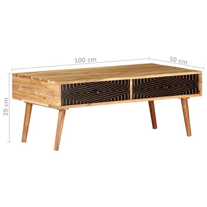 Table basse 100x50x39 cm Bois d'acacia solide - Photo n°8