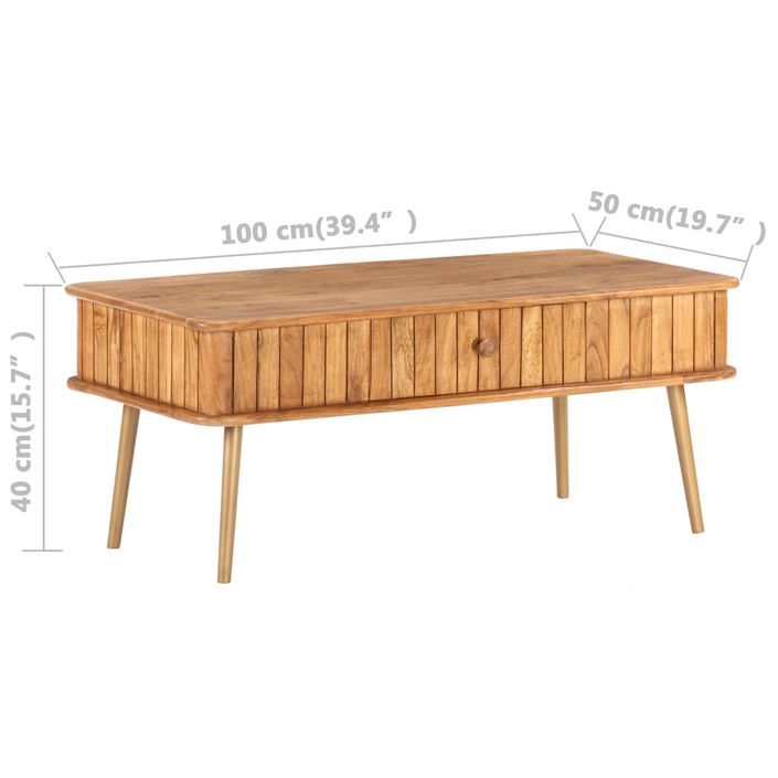 Table basse 100x50x40 cm Bois d'acacia massif 2 - Photo n°10