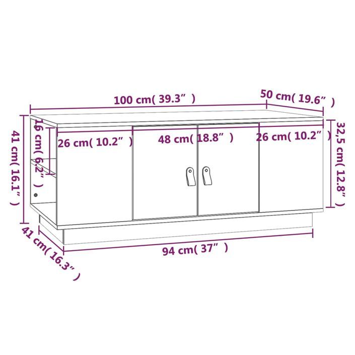 Table basse 100x50x41 cm Bois massif de pin - Photo n°10