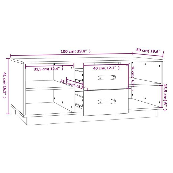 Table basse 100x50x41 cm Bois massif de pin - Photo n°10