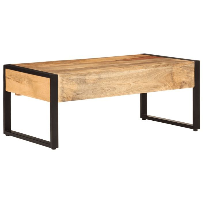 Table basse 100x54x40 cm bois de manguier solide et fer - Photo n°5