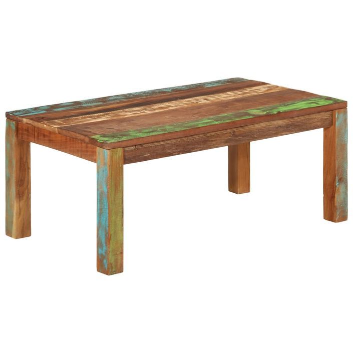 Table basse 100x55x40 cm bois de récupération massif - Photo n°1