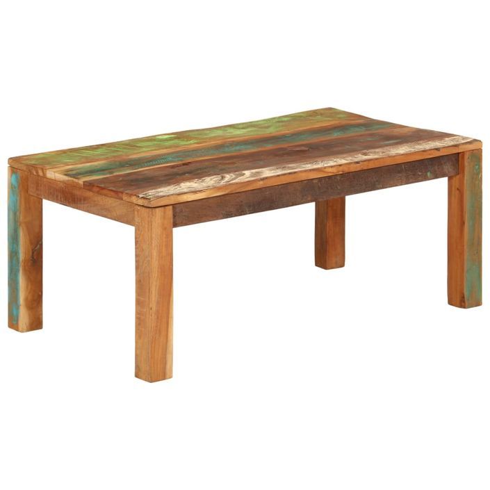 Table basse 100x55x40 cm bois de récupération massif - Photo n°9